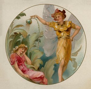 Scene fra Shakespeares En skærsommernatsdrøm (chromolitho) af English School