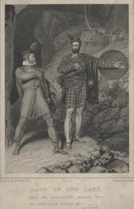 Scene fra Sir Walter Scotts digt The Lady of the Lake (gravering) af English School