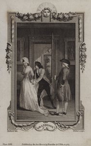 Scene fra The History of Sir Charles Grandison, af Samuel Richardson af English School