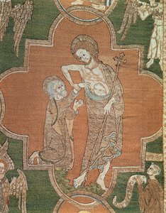Scene fra Kristi liv, detalje fra Syon Cope, 1300-20 (linned broderet med metaltråde og silke) af English School
