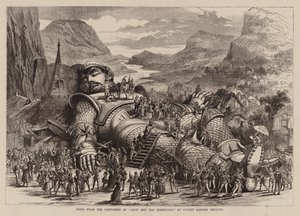 Scene fra pantomimen "Jack and the Beanstalk" på Covent Garden Theatre (kobberstik) af English School