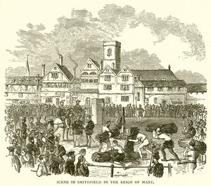 Scene i Smithfield i Reign of Mary af English School