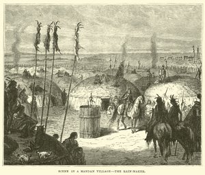 Scene i en Mandan-landsby, Regnmageren af English School