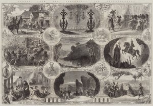 Scener fra Pantomimes og Extravaganzas (gravering) af English School