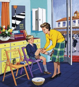 Skolesygeplejerske (gouache på papir) af English School