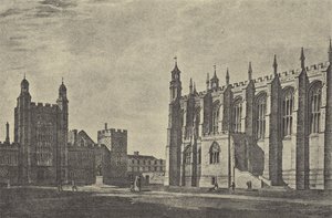Skolegård i 1814 (gravure) af English School