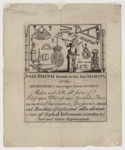 Scientific Instrument Maker, John Smith, handelskort af English School