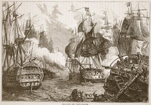 Havkamp ud for Trincomalee, illustration fra Cassells Illustrated History of India af James Grant, pub. 1879 af English School