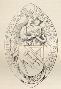 Segl for frimurerne i Strasbourg, 1524, fra "The History of Freemasonry, volume II", udgivet af Thomas C. Jack, London, 1883 af English School