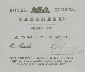 Sæsonkort, Vauxhall Gardens, London af English School
