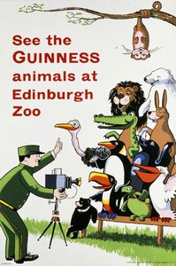 Se Guinness-dyrene i Edinburgh Zoo, ca. 1938 (litografi i farver) af English School