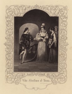 Shakespeare: To herrer fra Verona, akt IV, scene 4 (kobberstik) af English School