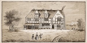 Shakespeares House, Stratford-Upon-Avon (sepia-billede) af English School