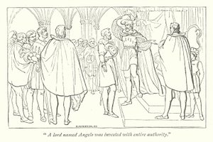 Shakespeares mål for mål; Angelo investeret med hertuglig autoritet (gravering) af English School