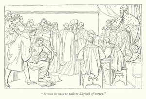 Shakespeares The Merchant Of Venice; Domstol, dogen inviterer Portia til sin plads af English School