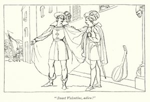 Shakespeares Two Gentlemen Of Verona; Afskeden mellem Valentine og Proteus (gravering) af English School