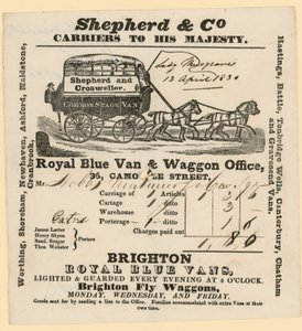 Shepherd & Co bill. Brighton til London af English School