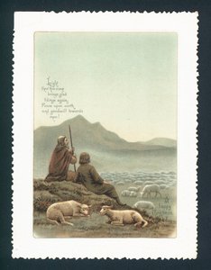 Hyrde og får, julekort af English School