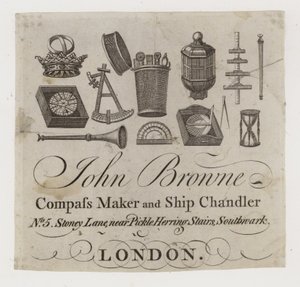 Skibshandlere, John Browne, handelskort af English School