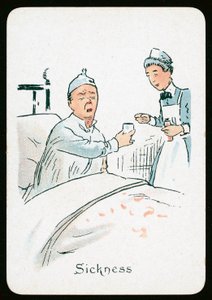 Sygdom (farve litho) af English School