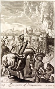 Belejring af Jerusalem af Nebukadnezar II af Babylon, 597 f.Kr. (gravering) af English School