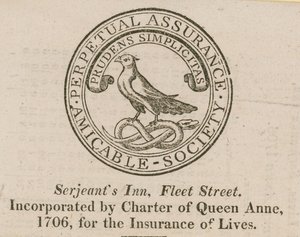 Tegn på det Amicable Society Perpetual Assurance af English School