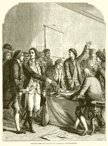 Underskriver erklæringen om amerikansk uafhængighed af English School