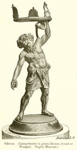 Silenus. (Lampebærer i grøn bronze, fundet i Pompeji. Napoli Museum) (gravering) af English School
