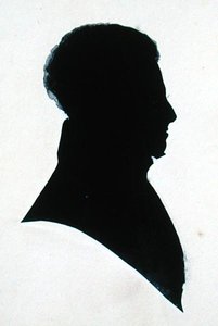Silhouette of GB, fra Michael Faradays scrapbog (blæk på papir) af English School