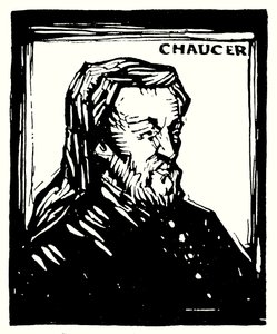 Silhuetportræt, Geoffrey Chaucer (litografi) af English School
