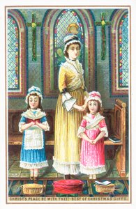 Sang i kirken, julekort af English School