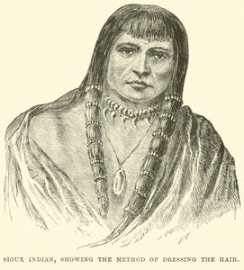 Sioux Indian, der viser metoden til at klæde håret på af English School