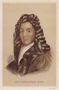 Sir Christopher Wren (farve litho) af English School