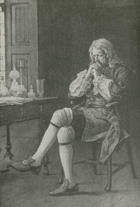 Sir Isaac Newton sidder og drømmer af English School