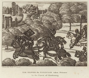Sir Oliver du Guesclin in den Wäldern von Cherbourg gefangen genommen von English School