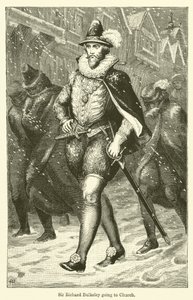 Sir Richard Bulkeley går til kirke (gravering) af English School