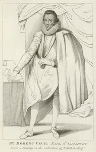 Sir Robert Cecil, jarl af Salisbury (gravering) af English School