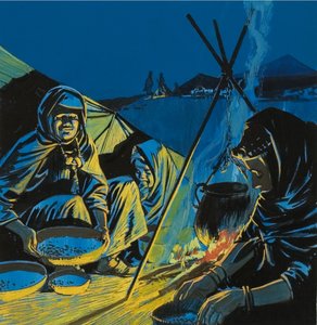 Sidder ved lejrbålet af English School