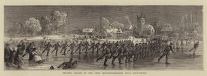 Skøjteparade af de første Huntingdonshire Rifle Volunteers (gravering) af English School