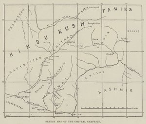 Skizzenkarte der Chitral-Kampagne (Gravur) von English School