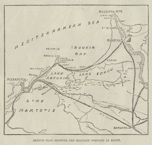 Skitseplan, der viser den militære position i Egypten (gravering) af English School