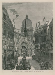 Skitse fra Fleet Street og kigger op ad Ludgate Hill af English School