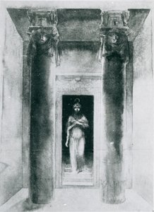 Skitse af Moina Mathers (1865-1928) i rollen som ypperstepræstinden Anari, der arbejder med Isis rites, Paris, 1899 af English School