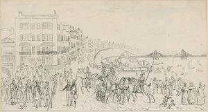 Skitse af strandpromenaden ved Brighton af English School