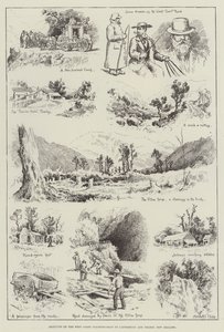 Skizzen an der Westküsten-Kutschstraße von Canterbury und Nelson, Neuseeland (Stich) von English School