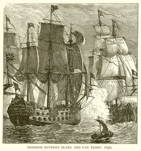 Træfning mellem Blake og Van Tromp, 1650 af English School