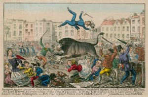 Smithfield Market (farvelagt gravering) af English School