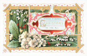 Vintergækker og blomster, julekort af English School