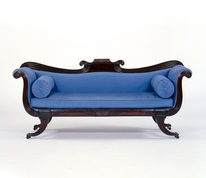 Sofa, ca. 1830 (mahogni og silke) af English School