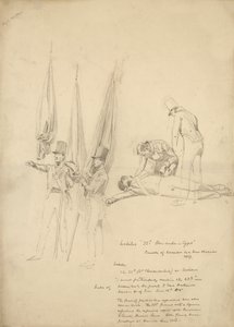Soldiers of Waterloo (blyant på papir) af English School